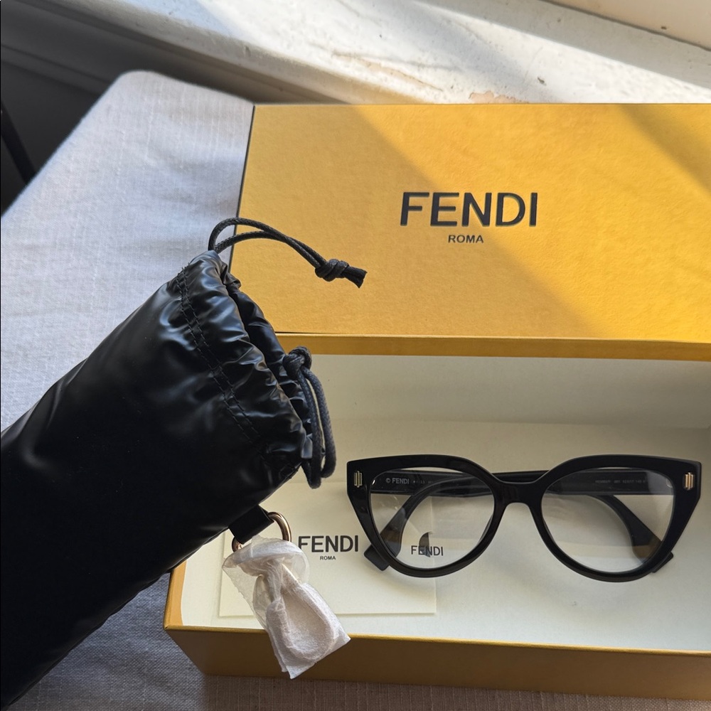 Fendi Black Eyewear with Yellow Box